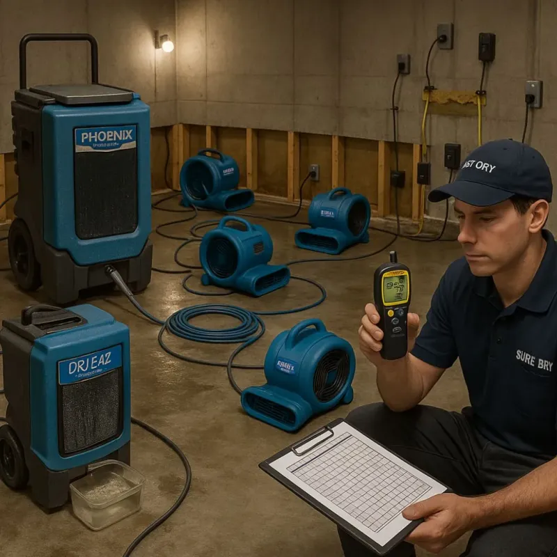 Structural Drying and Dehumidification process in Cressona, PA